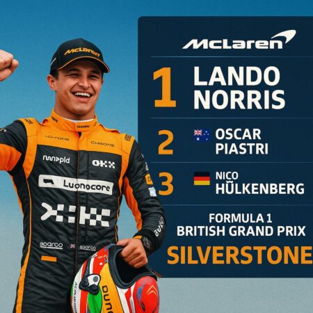 Noris slavio na Silverstonu, Meklaren upisao dvostruku pobedu u dramatičnoj kišnoj trci